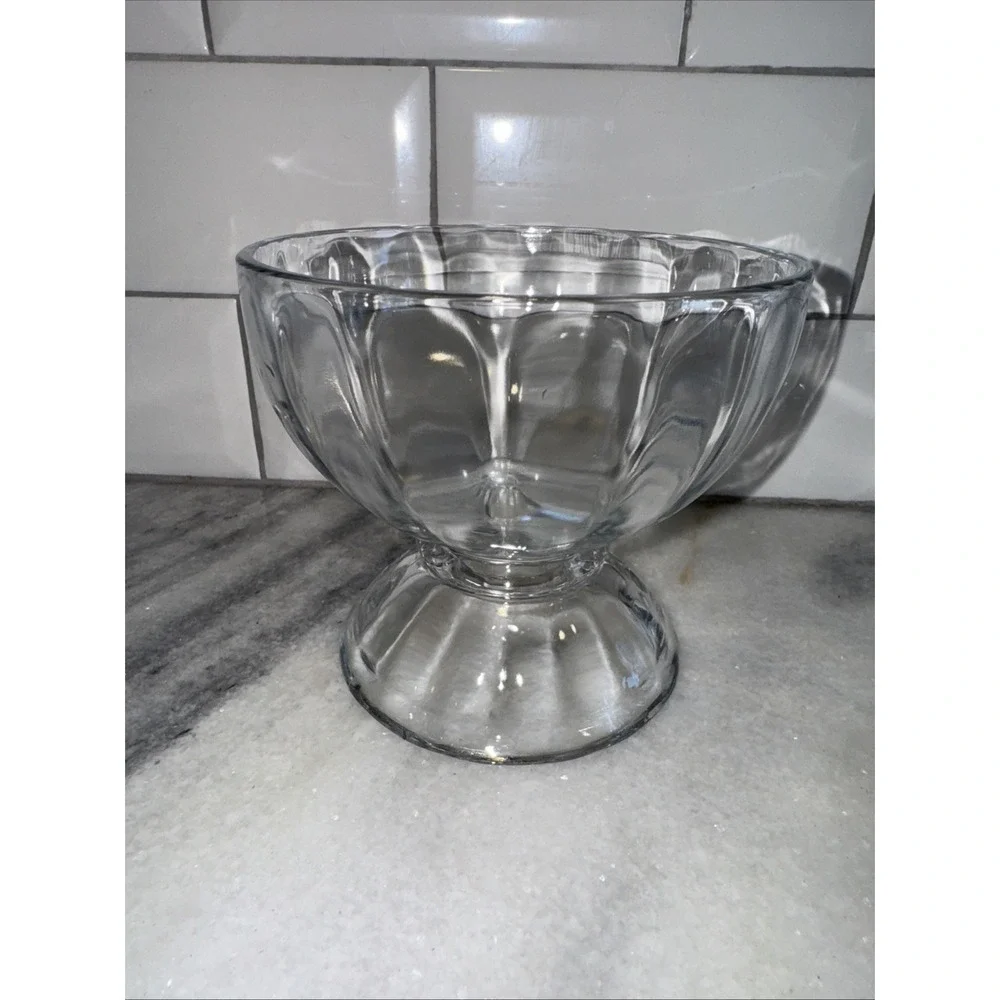 Libbey Glass Dessert‎ Bowls Fruit Ice Cream Pedestal Bowls Set Of 3 VTG GW008